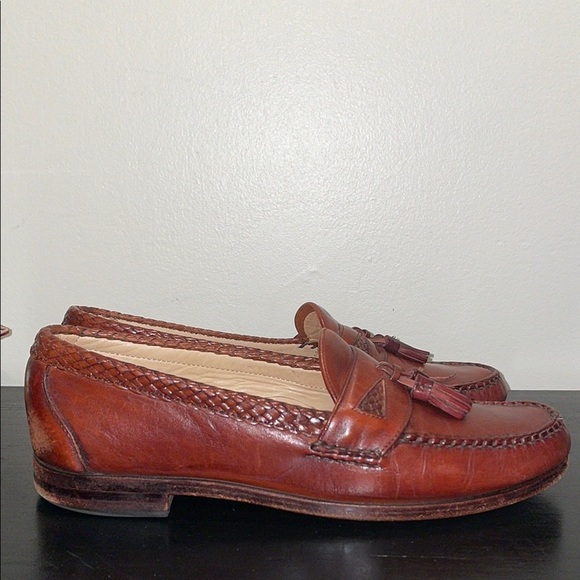 ALLEN EDMONDS Maxfield Brown Leather Tassel Loafers Shoes Men's Size 10 E - Picture 1 of 15